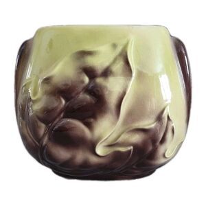 Vintage Royal Copley Harmony Vase MCM Leaf Design 6" Pottery Vase Green & Brown